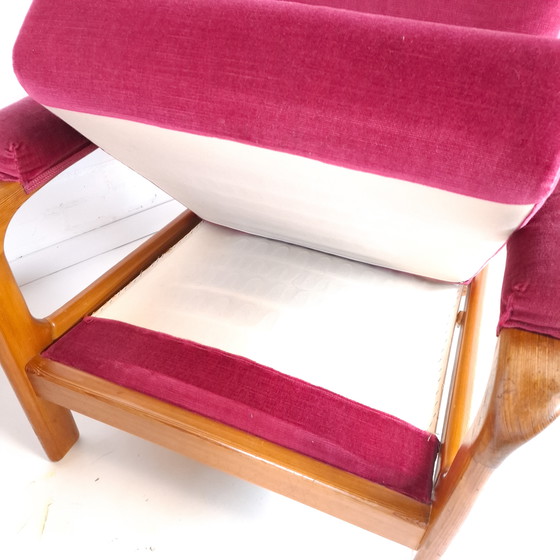 Image 1 of 2 poltrone vintage di design danese anni '70 in legno e velluto rosa