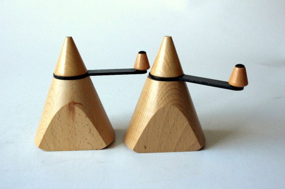 Set design saliera e pepiera Zassenhaus anni '80, Accessori da cucina, Legno, Metallo, Marrone, Modern (foto 2 di 7)