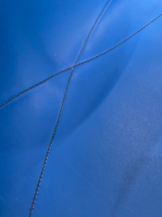 Image 1 of DSX chair, blue fiberglass, vinyl upholstery, Eames Herman Miller vintage 70s