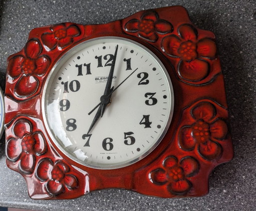 Retro-Keramik-Küchenwanduhr aus den 1970er Jahren – klokken, Ceramic (photo 2 of 7)