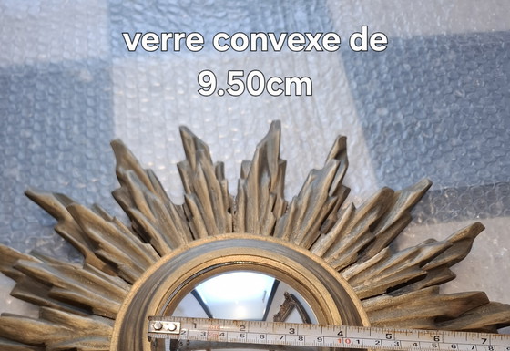 Image 1 of 40cm double-decker wooden sun mirror! Convex. 1950.