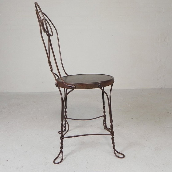 Image 1 of Elegant steel American ice cream parlor chair, 1940s