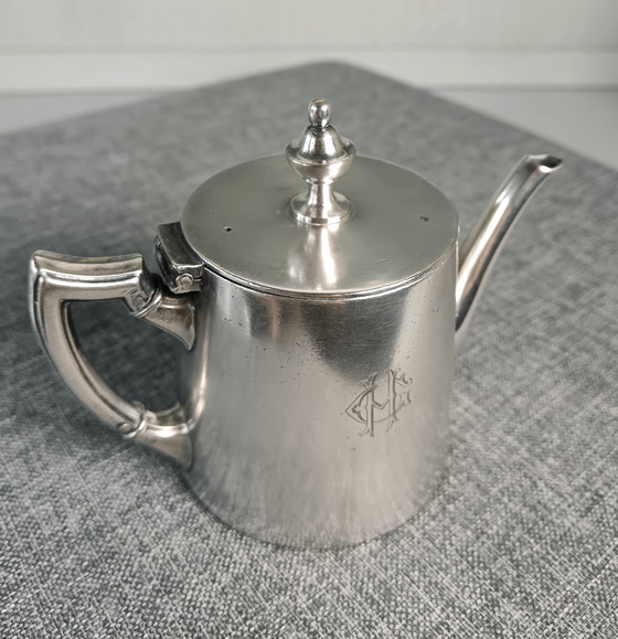 Image 1 of Arthur Krupp verzilverde theepot uit het begin van de twintigste eeuw.