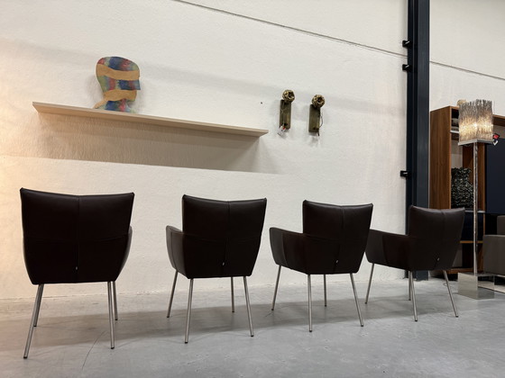 Image 1 of Chaise de salle à manger Moka en cuir chocolat, disponible en stock (4 modèles).