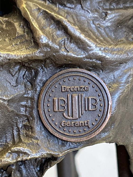 Image 1 of Superbo set di 3 sculture in bronzo firmate Collinet – stile Art Déco – 28 cm