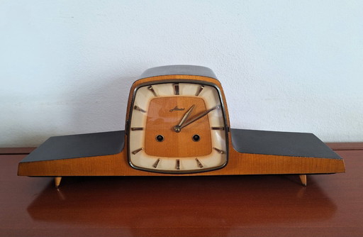 Reloj de mesa Art Déco vintage, Franz Hermle, Hald, década de 1960