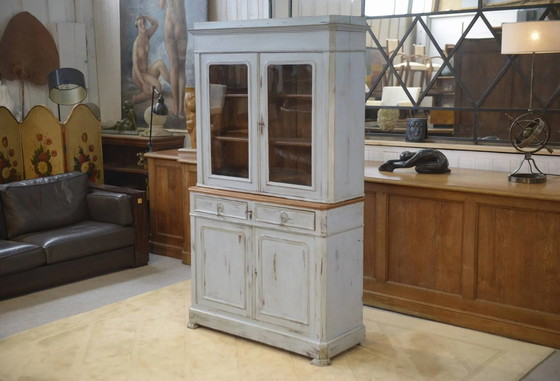 Credenza a due corpi patinata del XIX secolo. – Armadi contenitori, Vintage (photo 14 of 14)