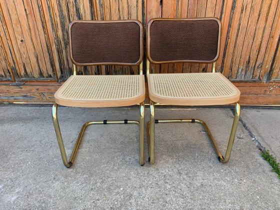 Marcel Breuer "1970 Cesca" chairs set of 2 – Sedie da pranzo, Cromo, Ottone, Bauhaus (photo 8 of 8)