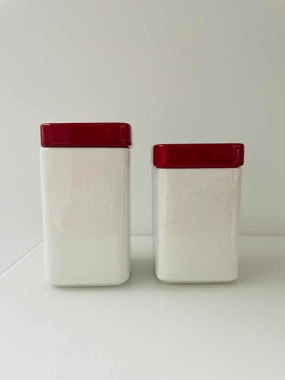 Image 1 of Ensemble de 2 bocaux de rangement vintage de design italien