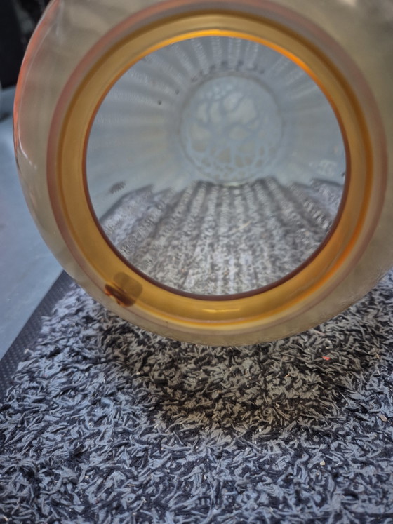 Small vase of optically ribbed glass with a fine crackle network (photo 4 of 6)