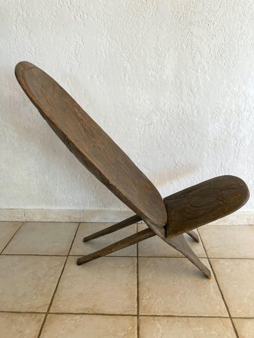 Vecchio sgabello africano assemblato – Legno duro intagliato – Africa occidentale, inizio XX secolo