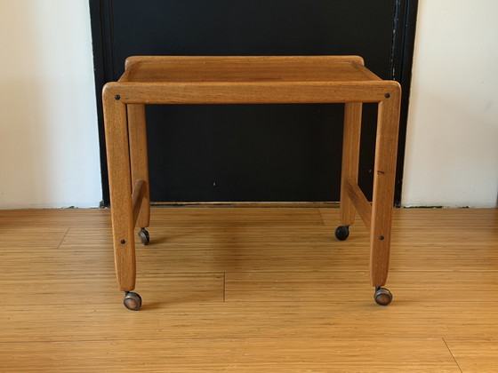 Image 1 of Vintage Deens Teak Bijzettafel/ Trolley