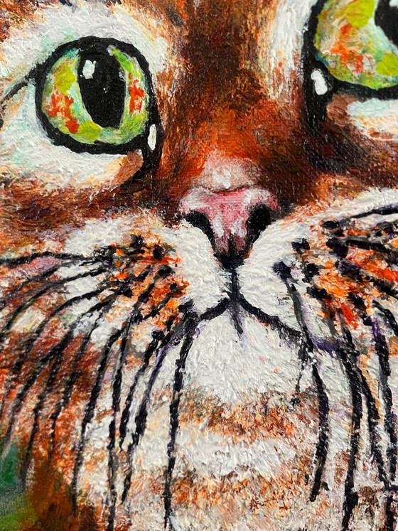 Image 1 of Orange Cat Painting by the Dutch artist Irene van Genderen-van de Wilt