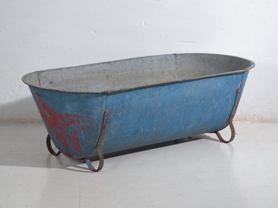 Baignoire ancienne en zinc galvanisé – Bac industriel européen – circa 1900 #1 – Cache pots, Iron, Rustic (photo 39 of 39)
