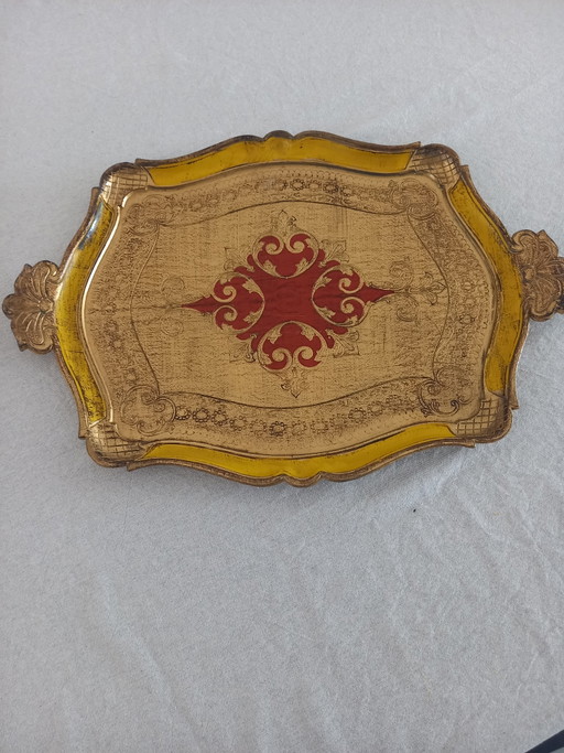 Florentine tray with 7 Florentine coasters