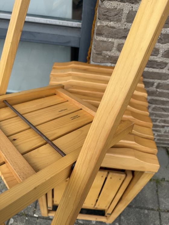 Image 1 of 10x pine folding chairs, Aldo Jacober style ‘70