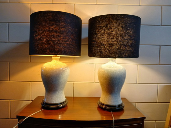 Image 1 of 2 lampade da tavolo cinesi con vetri craquelé