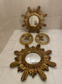 Frame / Mirror Sun Ø 42,5 And Oval 24x18 Cm In Gold / Art / Decoration / Ornaments