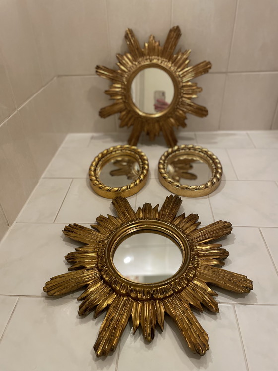 Image 1 of Frame / Mirror Sun Ø 42,5 And Oval 24x18 Cm In Gold / Art / Decoration / Ornaments