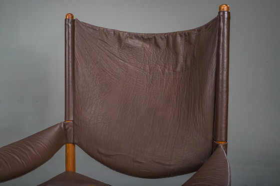 Image 1 of  Mid-Century Modern Danish Oak and Leather Lounge Chairs with Ottoman by Kristian Vedel for Søren Wiladsen, 1960s, Set of 3