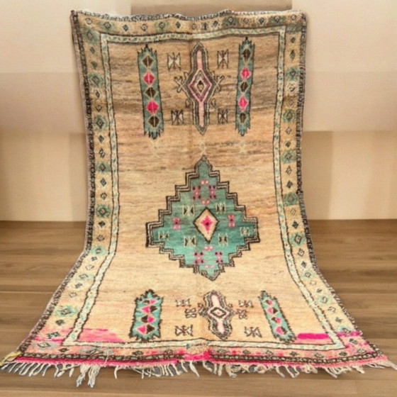 Image 1 of Tapis Marocain Vintage En Laine Véritable 160X260 Cm