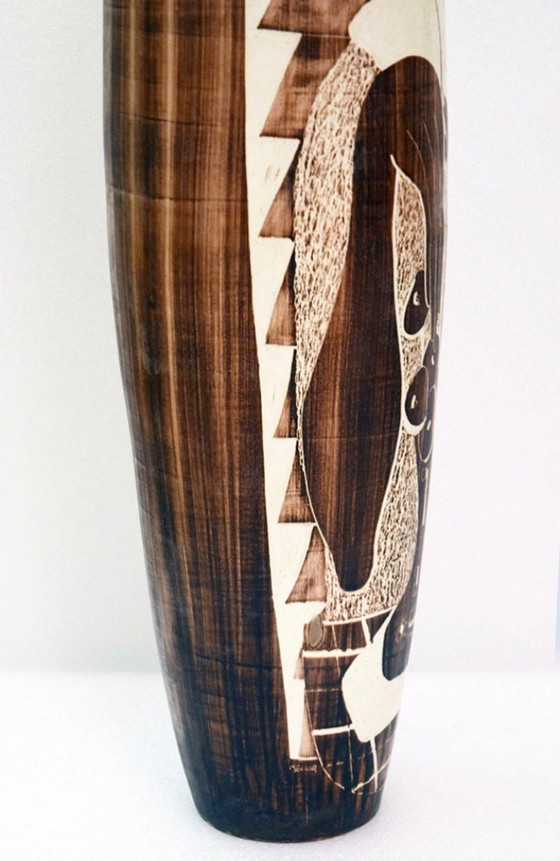 Image 1 of Large Ceramic Vase with Engraved Decoration from Faenza, 1970s