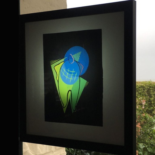 Cubist composition on black paper. France, 1950s