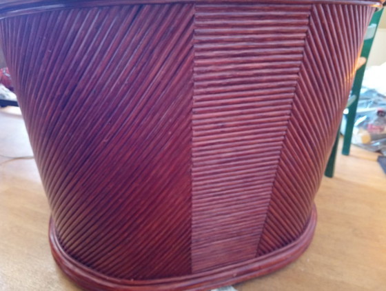 1980s Red Rattan and Bamboo Armchair – Maugrion, Couches (photo 5 of 5)