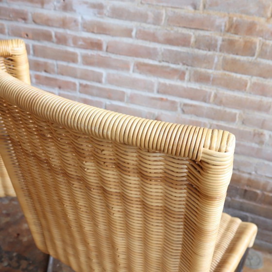 Image 1 of Set 4 rieten buisframe Chroom design jaren 80