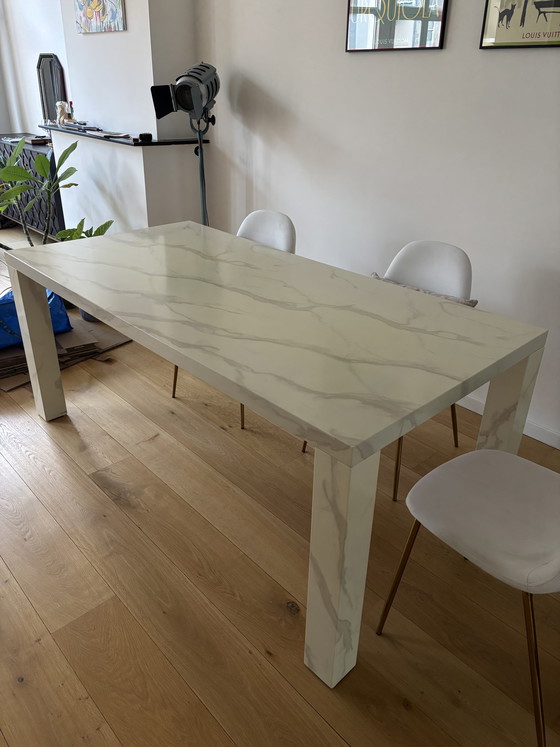 Image 1 of Westwing Carl dining table – marble effect – 180x90 – modern design”