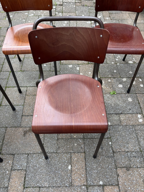 Set von 6 Gispen Stühlen – Esszimmerstühle, Wood, Metal (photo 3 of 10)