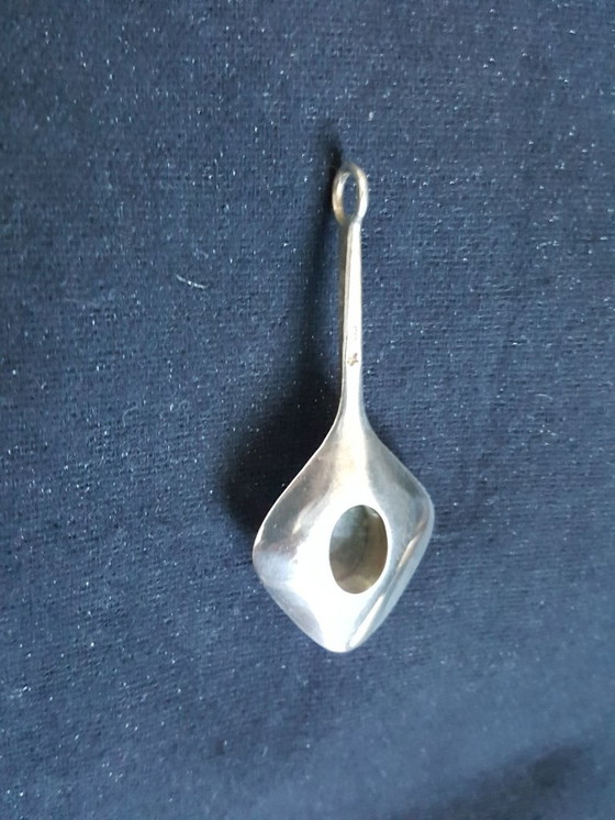 Image 1 of Sieraad, hanger, zilver, grijsgroene agaat, jaren '60