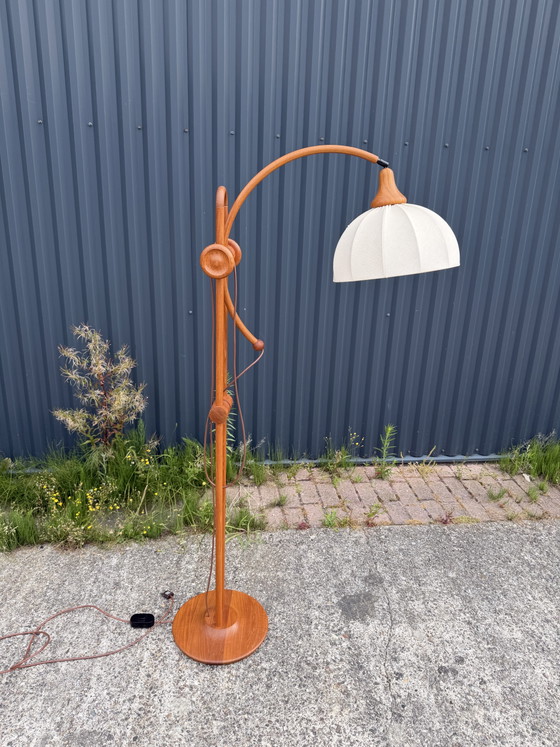 Lampada ad arco vintage in teak – Lampade da terra, Textile, Wood (photo 13 of 15)