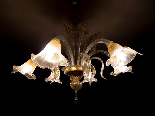 Murano glass chandelier, chandelier 6-flame