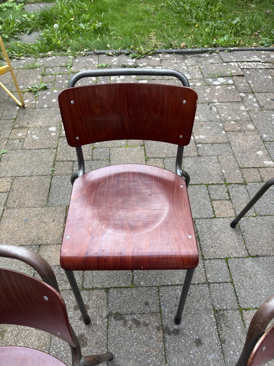 Set von 6 Gispen Stühlen – Esszimmerstühle, Wood, Metal (photo 8 of 10)