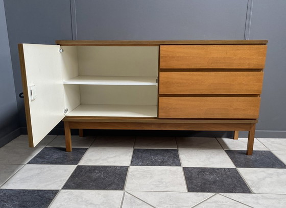 Image 1 of wood sideboard 3 drawers 1 door 1970s