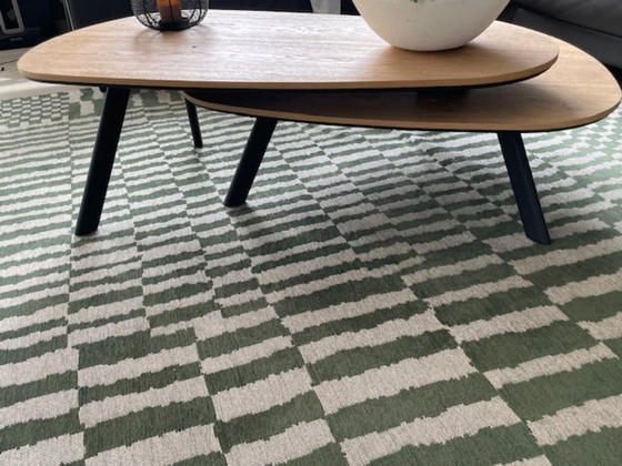 Image 1 of Canapé d'angle en cuir avec dossier réglable et ensemble de tables basses