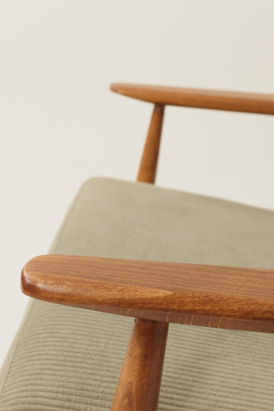 Image 1 of Vintage fauteuil in kakigroen corduroy-design van H.Lis