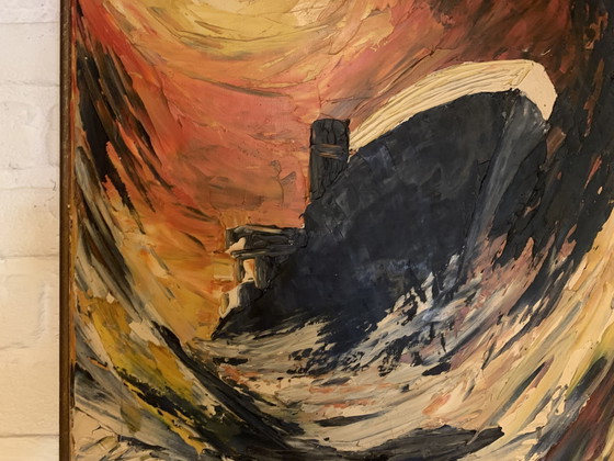 Pintura firmada, titulada 'Tormenta en el Mar'. – Arte, Madera, Lienzo (photo 3 of 10)