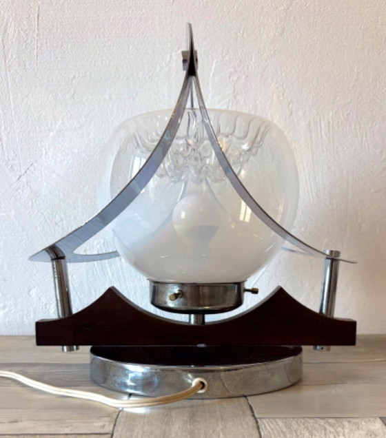 Vintage Space Age Lamp - Murano, Mazzega, 70s, Italian design, Table lamps, Chrome, Glass, Silver (photo 11 of 14)