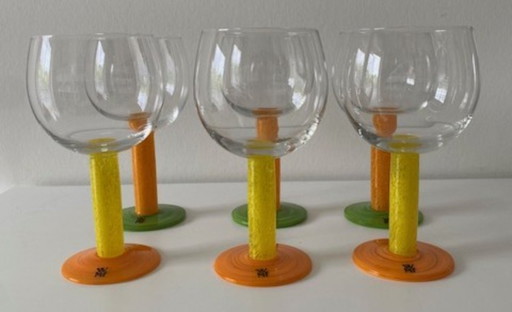 WMF 6 Prächtige Memphis Style Rotweingläser 1980er – glazen karaffen, Glass (photo 2 of 9)