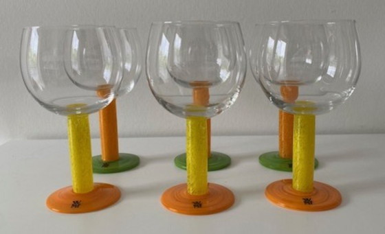 WMF 6 Schitterende Memphis Style Rode Wijnglazen 1980's – Glazen & Karaffen, Glass (photo 2 of 9)