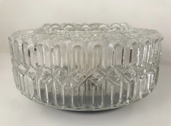 Image 1 of Vintage Glazen Plafonnière / Plafondlamp - Massive