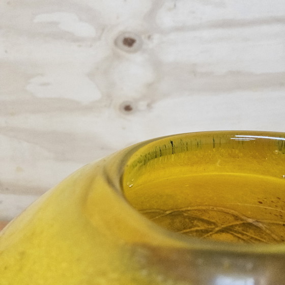 Image 1 of Artistic Mouth-Blown Studio Glass Vase Ioan Nemtoi Yellow / Orange (thick glass) Romanian Glass Art