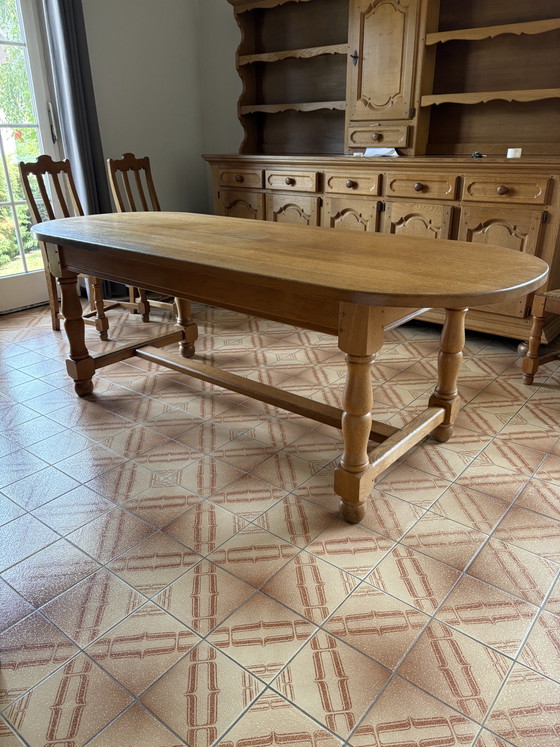 Image 1 of Solid oak farmhouse table 2.20m