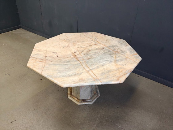 Image 1 of Octogonal italian marble dining table 1970s