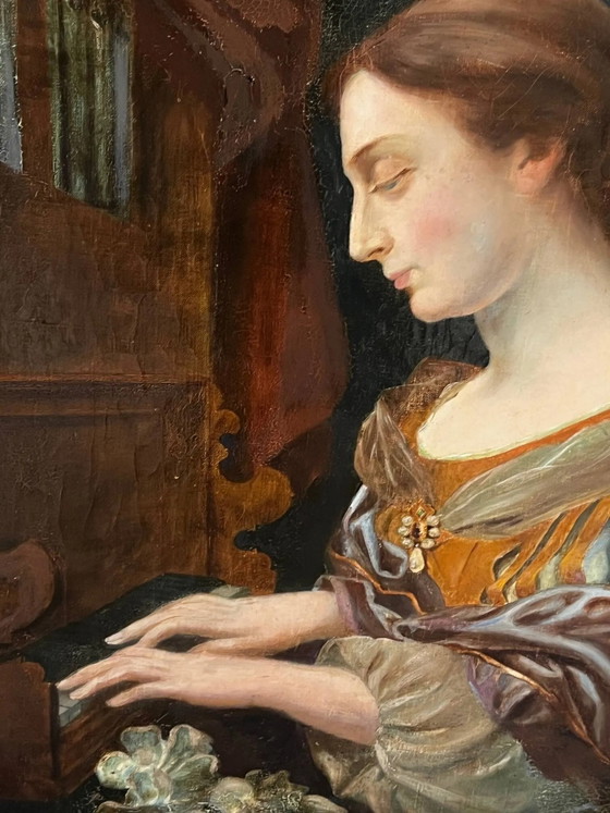 The painting "Young Girl Playing the Organ" – Paintings & Drawings, Canvas (photo 5 of 6)