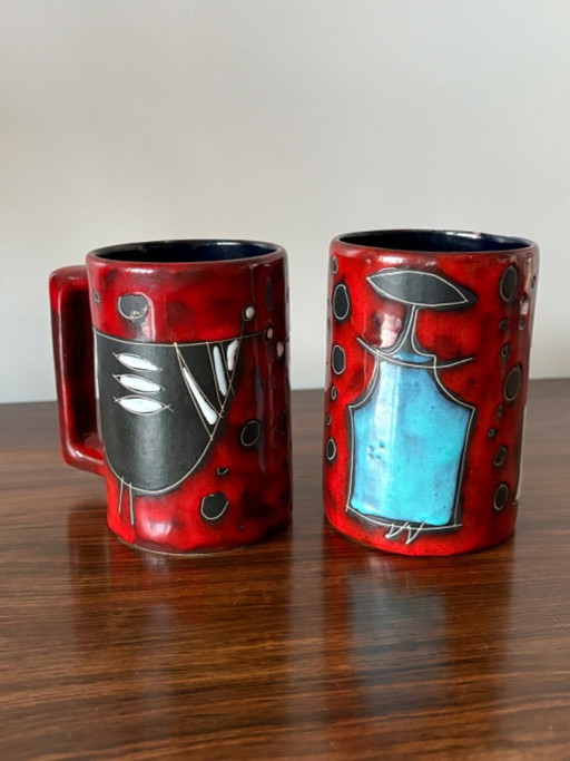 Italienische San-Marino-Becher aus den 1950er Jahren, Fantoni-Stil