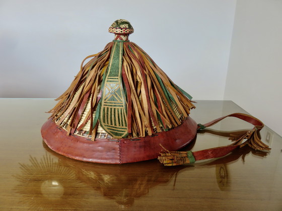Image 1 of Cappello africano Fulani, pelle e corda intrecciata, 1900