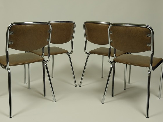 Image 1 of 4 sedie vintage in pelle Skai, anni '70